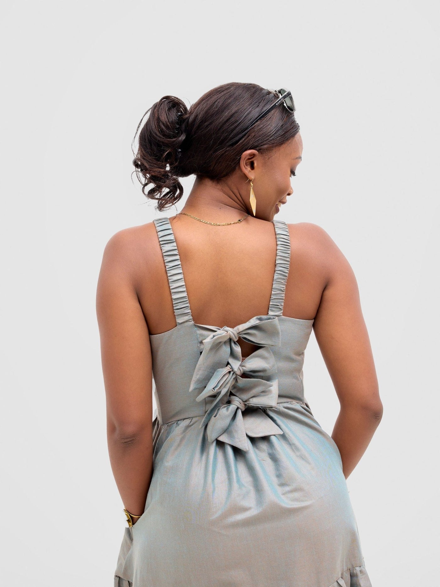 Safari Kikoy Tie Back Maxi Dress - Frost - Shopzetu