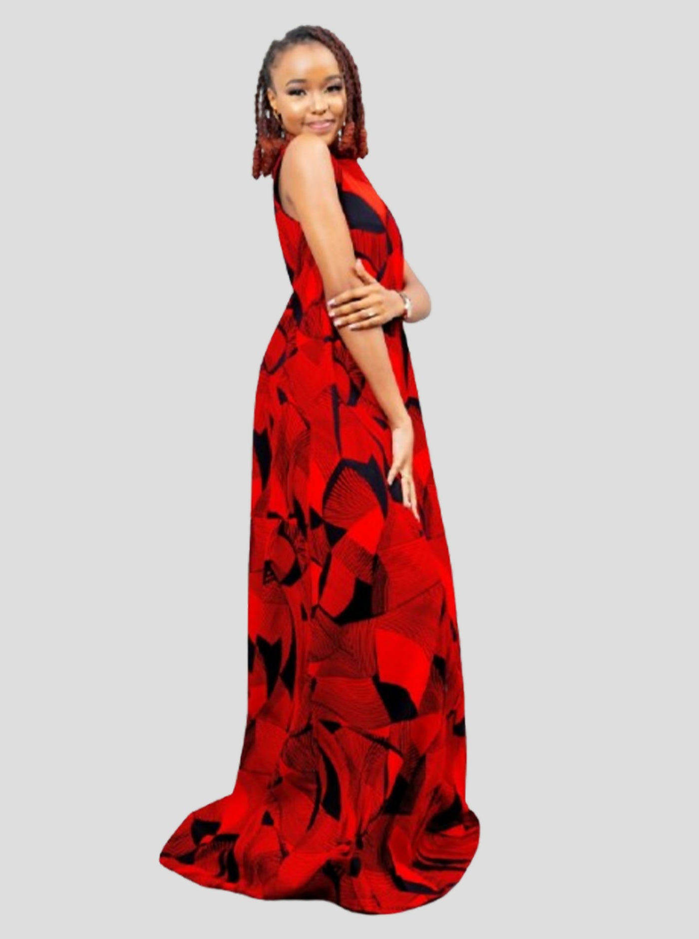 Afriwia Cedar Ankara Dress - Red - Shopzetu
