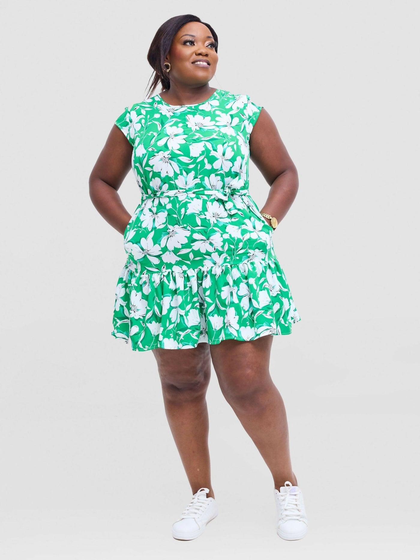 Lizola Ugoulo Shirt Dress - Green / White / Black - Shopzetu