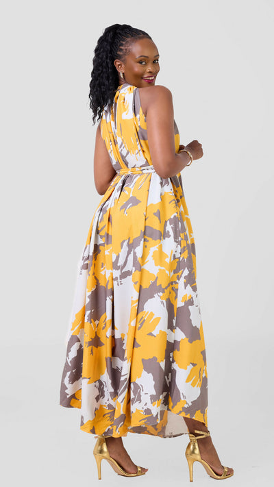 Liliadly Brillie Halter Dress - Yellow