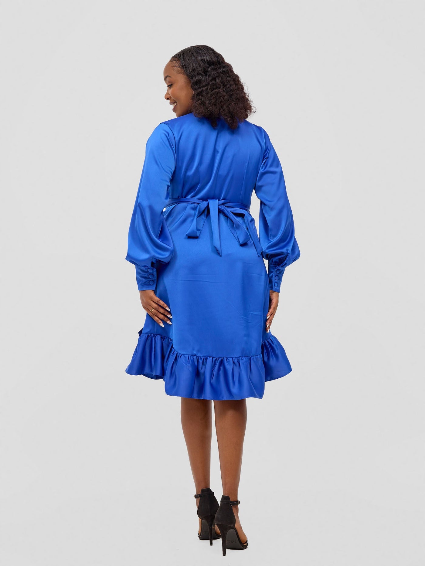 Vivo Merika Knee Length Wrap Dress - Royal Blue - Shopzetu