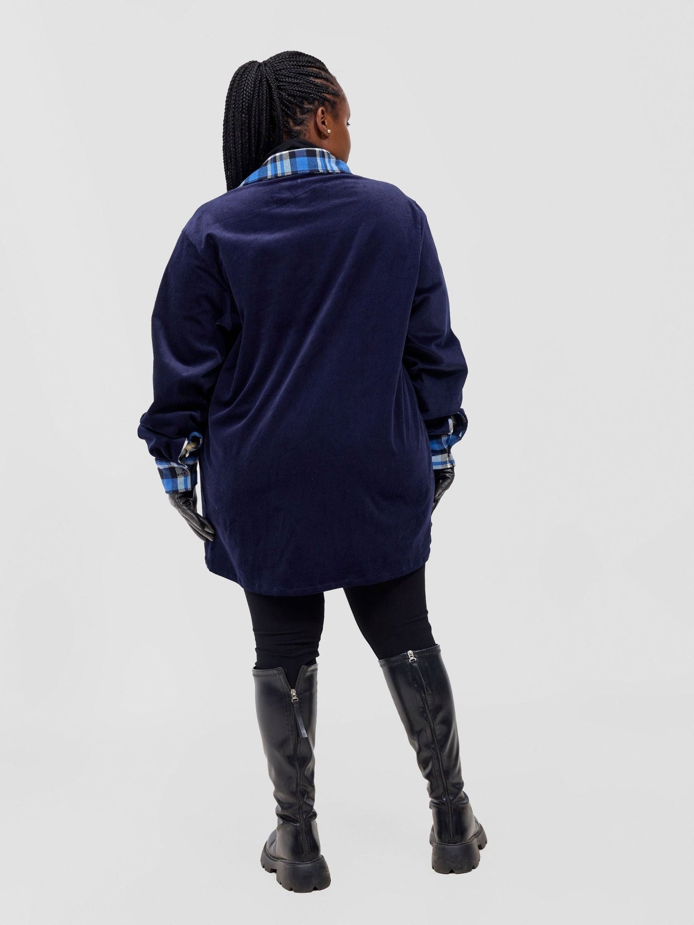 Zoya Aridi Unisex Shacket (Corduroy) - Navy / Blue Flannel - Shopzetu