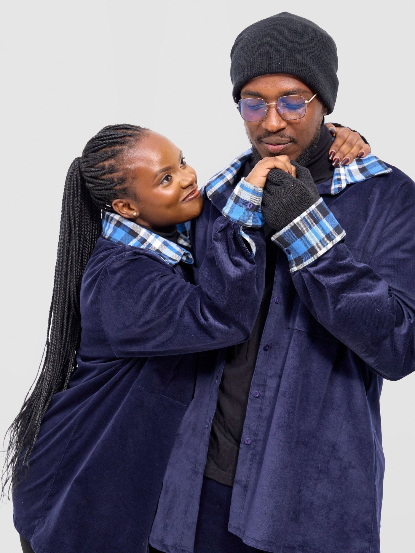 Zoya Aridi Unisex Shacket (Corduroy) - Navy / Blue Flannel - Shopzetu