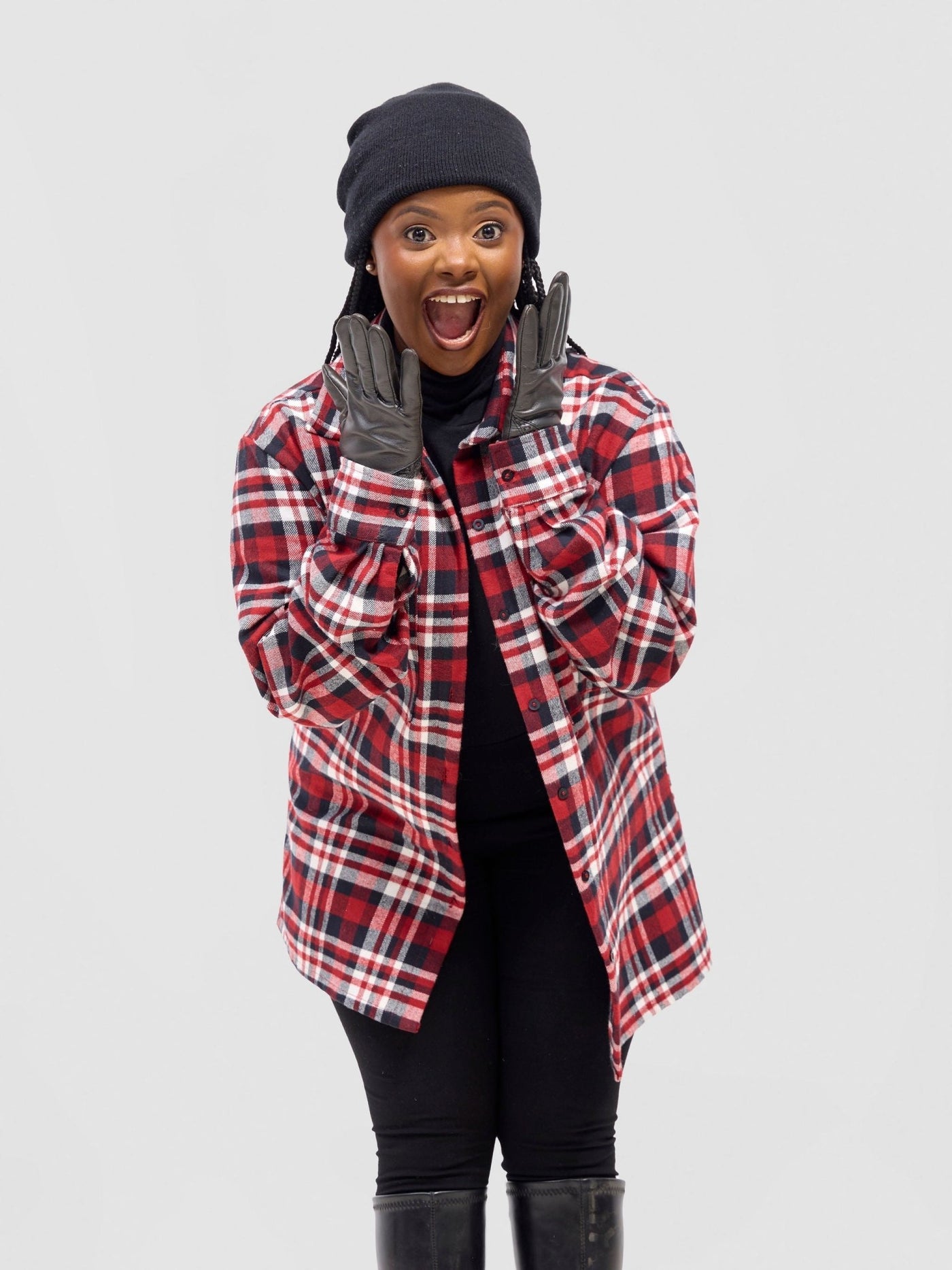 Zoya Aridi Unisex Shacket (Flannel) - Red Flannel - Shopzetu