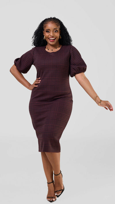 Lizola Asiro Bodycon Dress - Purple Checkered