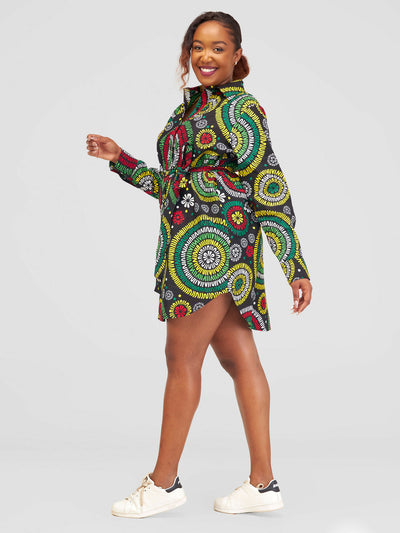 Izulu Raha 2 Dress - Green Print - Shopzetu
