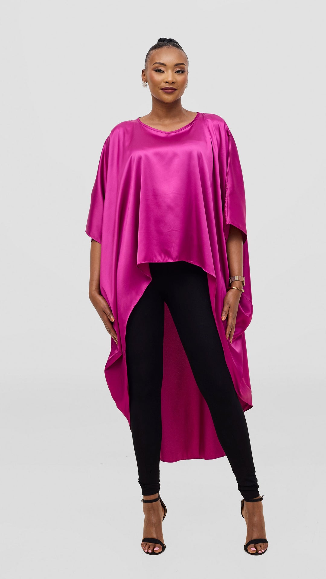 Vivo Hanabi Satin High Low Top - Fuschia