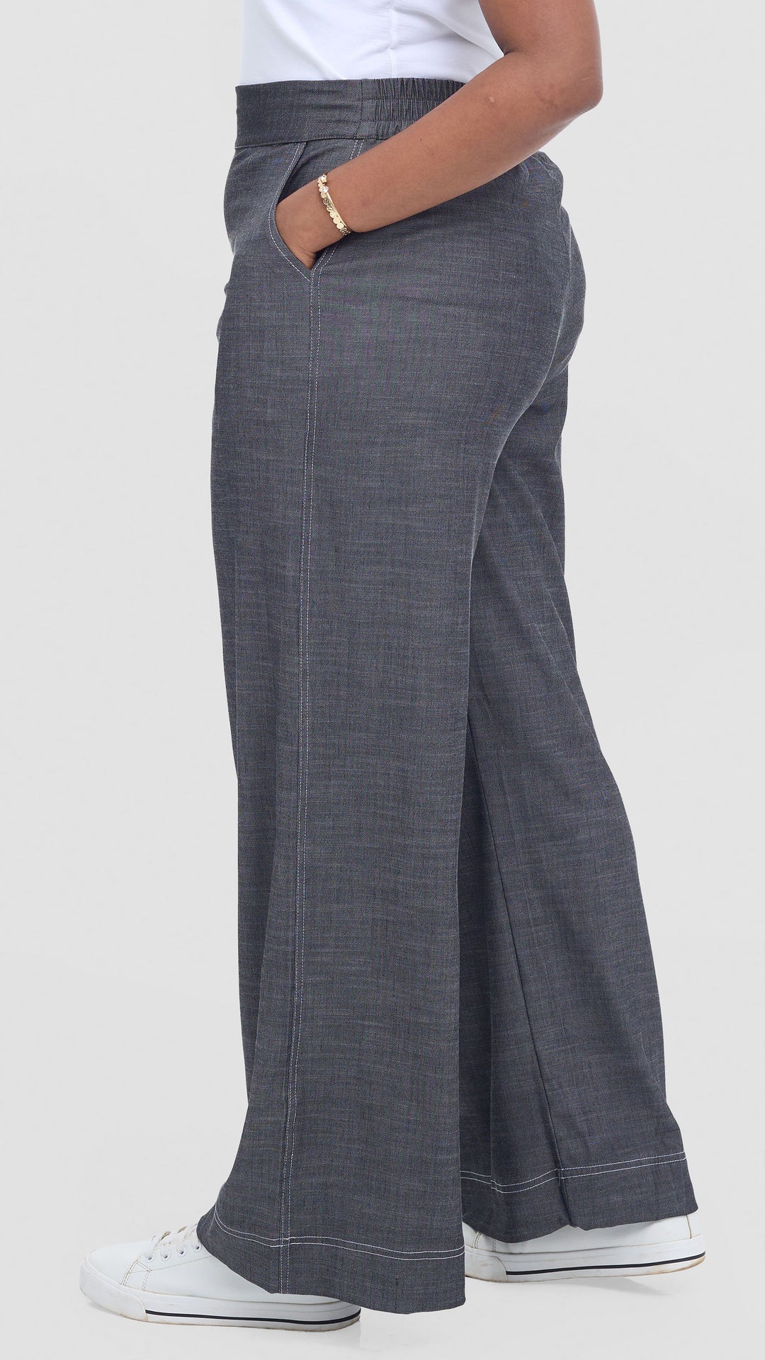 Vivo Contrast Stitch Pants in Denim - Grey