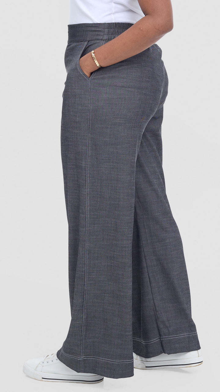 Vivo Contrast Stitch Pants in Denim - Grey