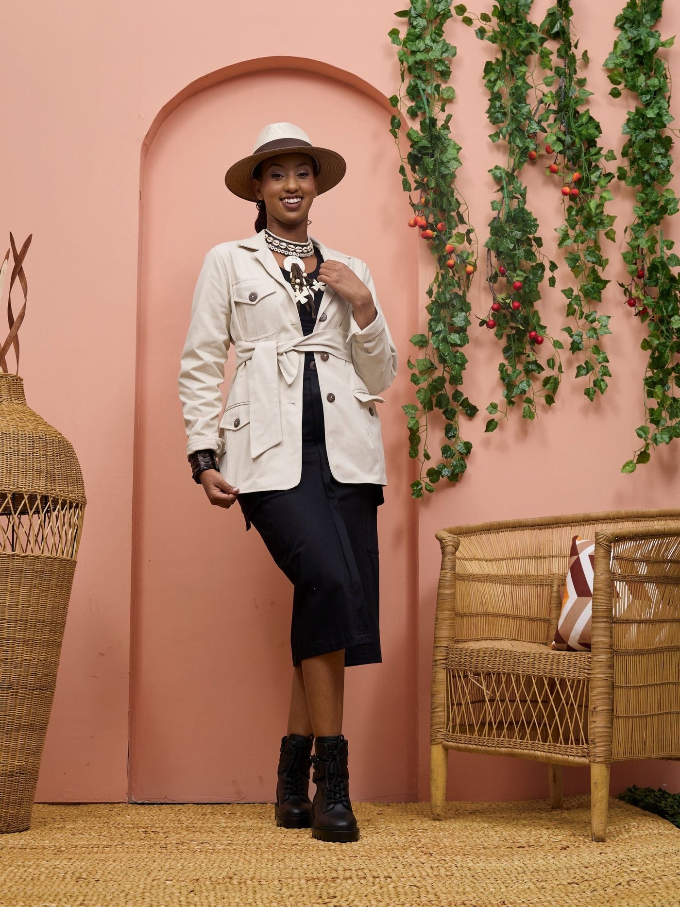 Safari Chui Lined Jacket - White Cloud - Shopzetu