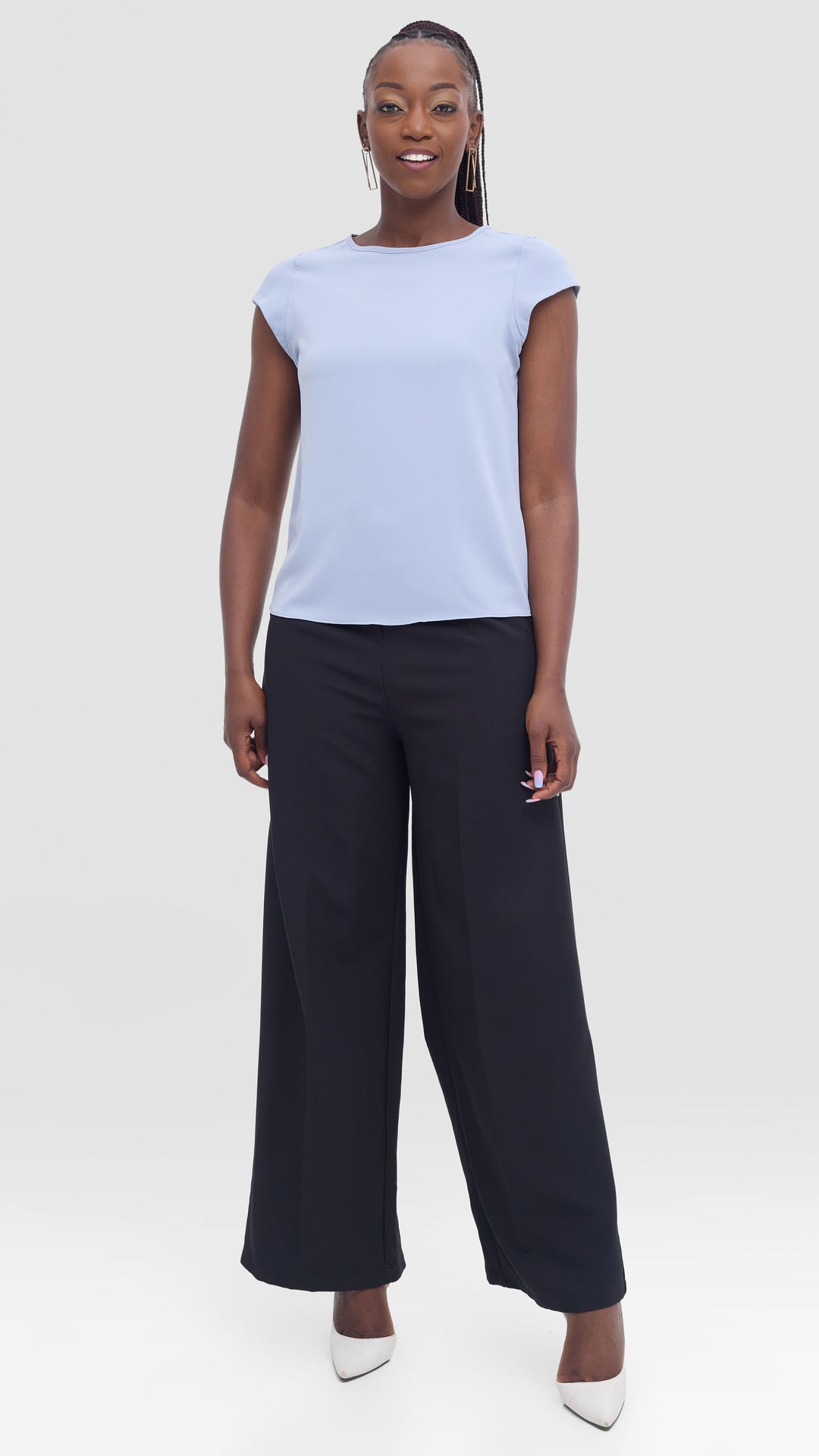 Vivo Basic Cap Sleeve Top In Crepe - Light Grey