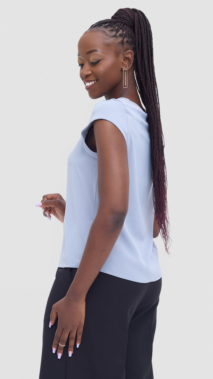 Vivo Basic Cap Sleeve Top In Crepe - Light Grey