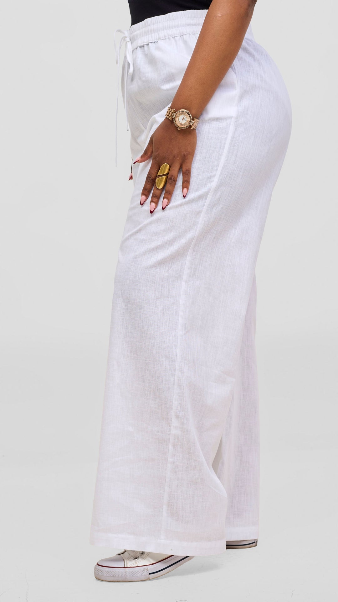 Safari by Vivo Zehra Drawstring Pants in Linen Blend - White