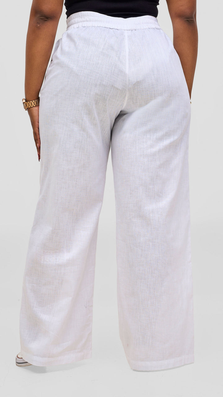 Safari by Vivo Zehra Drawstring Pants in Linen Blend - White
