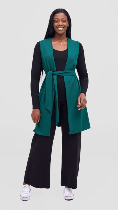 Vivo Selah Double Layered Coat - Dark Green - Shopzetu