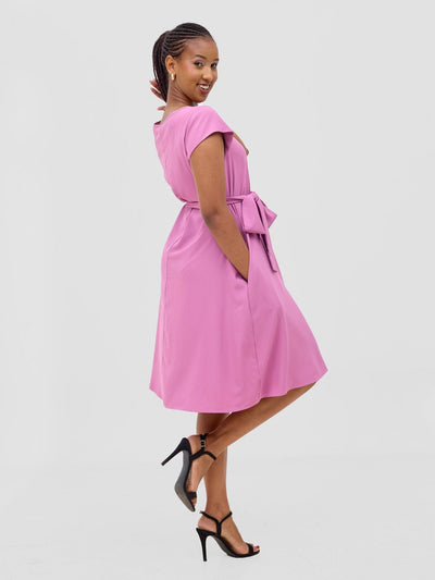 Vivo Basic Cap Sleeve Tent Knee Length Dress - Dusty Pink - Shopzetu