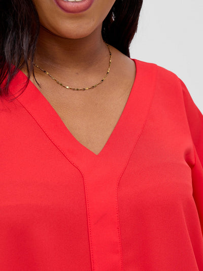 Vivo Hari Flared Sleeve Tunic - Red - Shopzetu