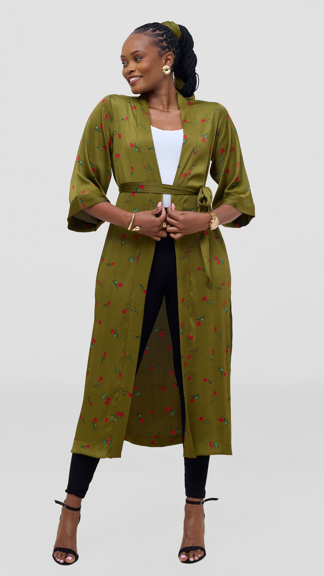 Vivo Samira Maxi Kimono - Hunters / Red Print