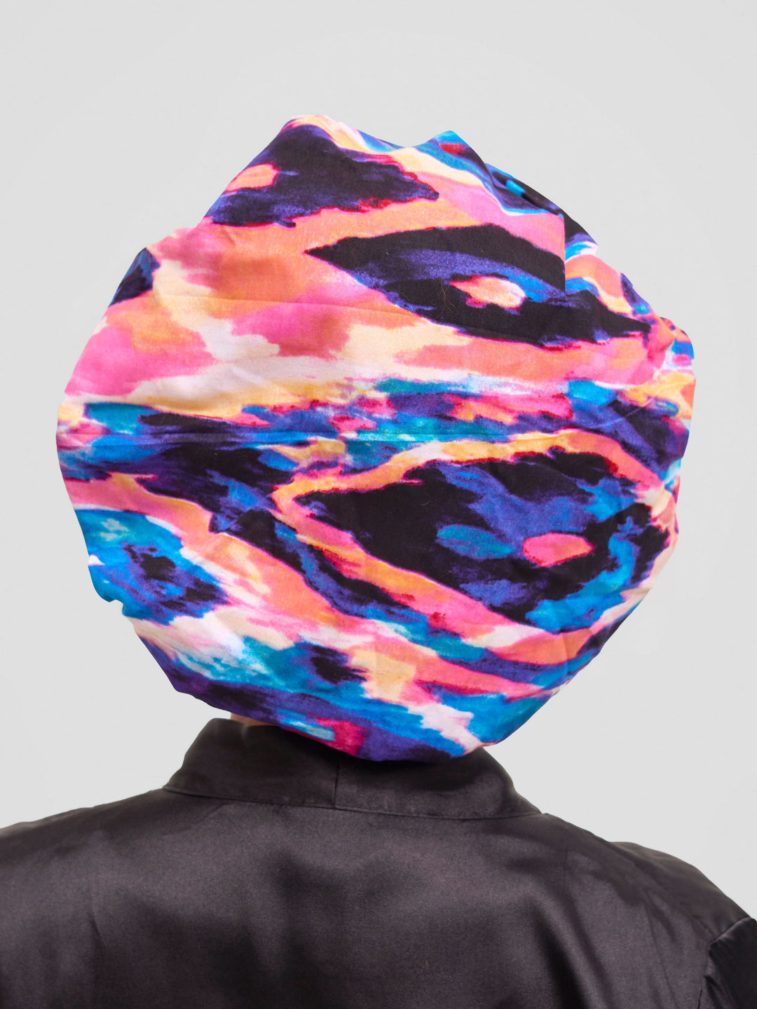 Satin Revolution Satin-Lined Ankara Tie Bonnet – Pink Print