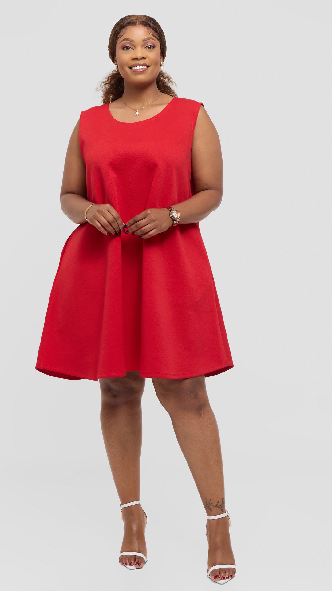 Anzo Wear Shift A-Line Swing Dress - Red