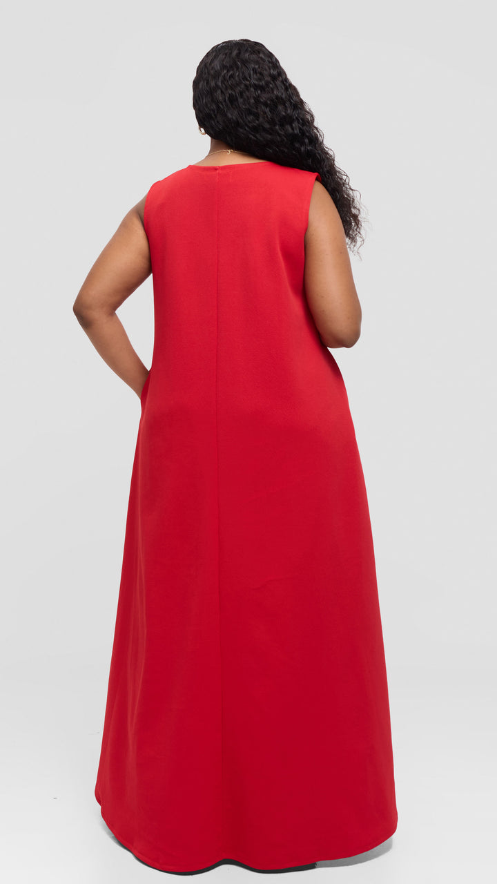 Anzo A-Line Maxi Swing Dress - Red