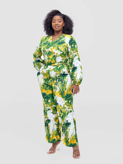 Lizola Timilehim Jumpsuit - Yellow / Jungle Green - Shopzetu