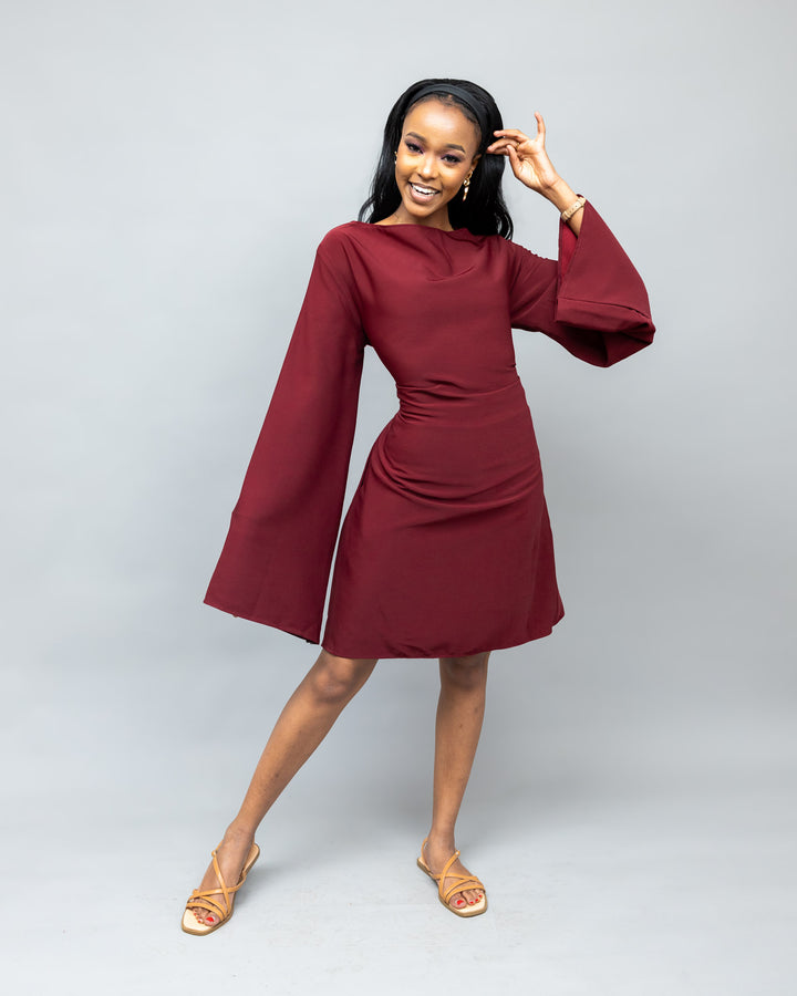 Afriwia Zawadi Shift Dress - Maroon