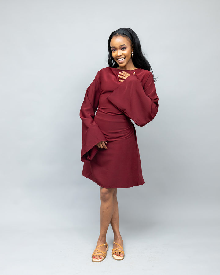 Afriwia Zawadi Shift Dress - Maroon