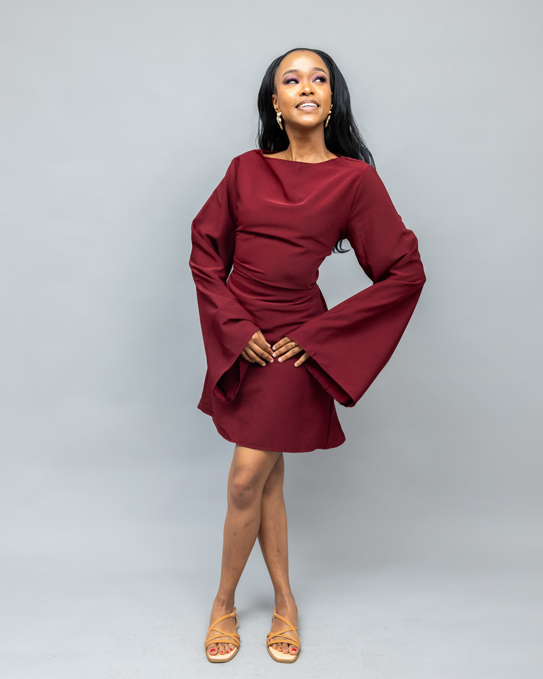 Afriwia Zawadi Shift Dress - Maroon