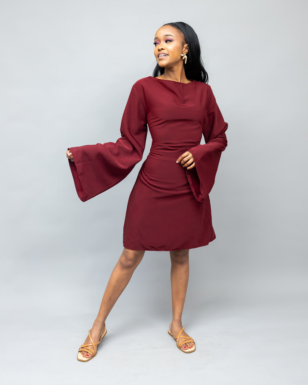 Afriwia Zawadi Shift Dress - Maroon