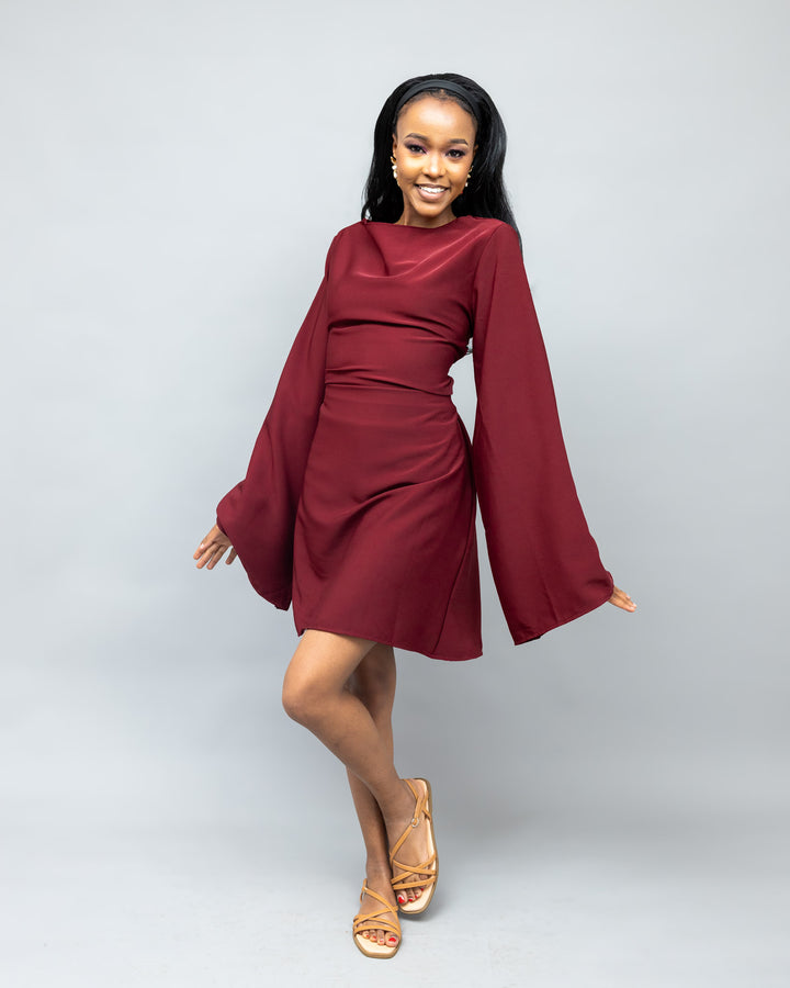 Afriwia Zawadi Shift Dress - Maroon
