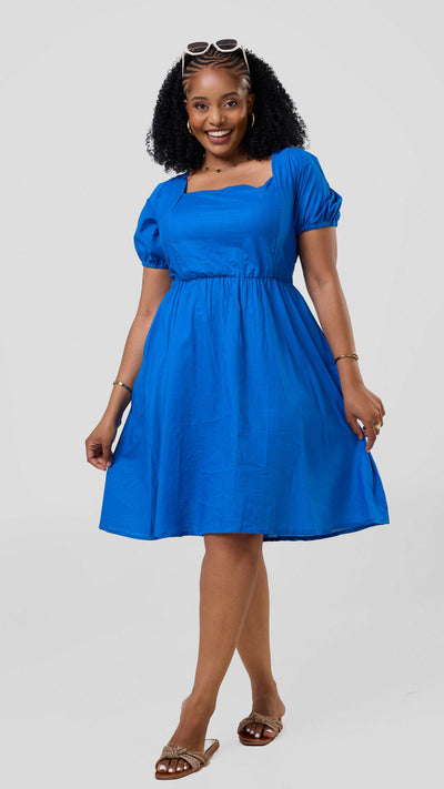 Vazi Afriq Cotton Sunny Dress - Blue