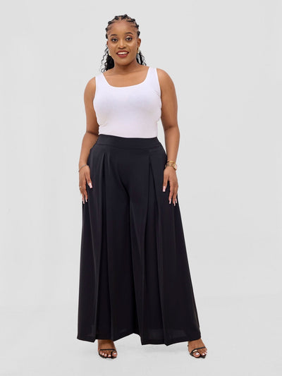 Vivo Hari Wide Leg Pants - Black - Shopzetu