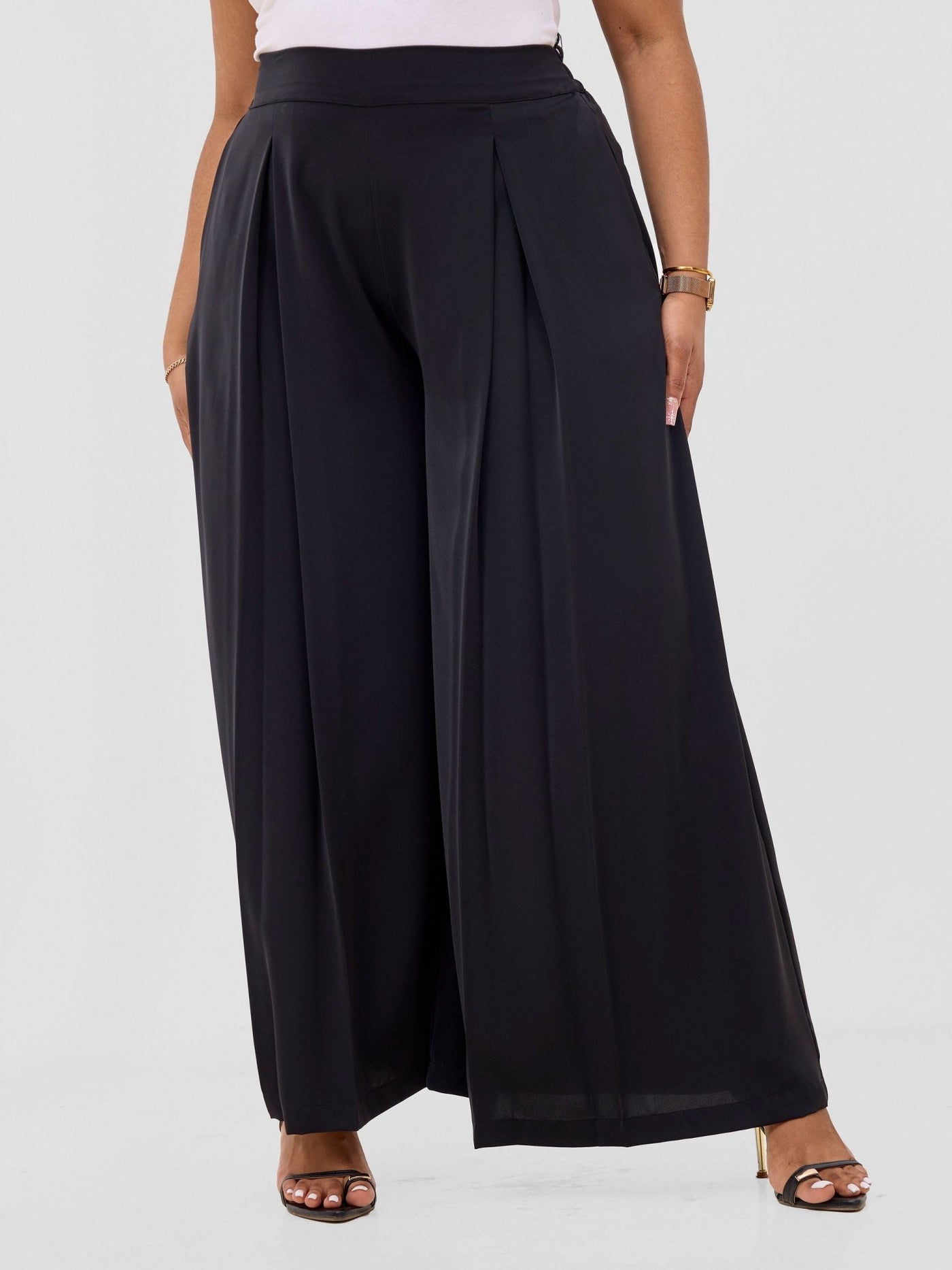 Vivo Hari Wide Leg Pants - Black - Shopzetu