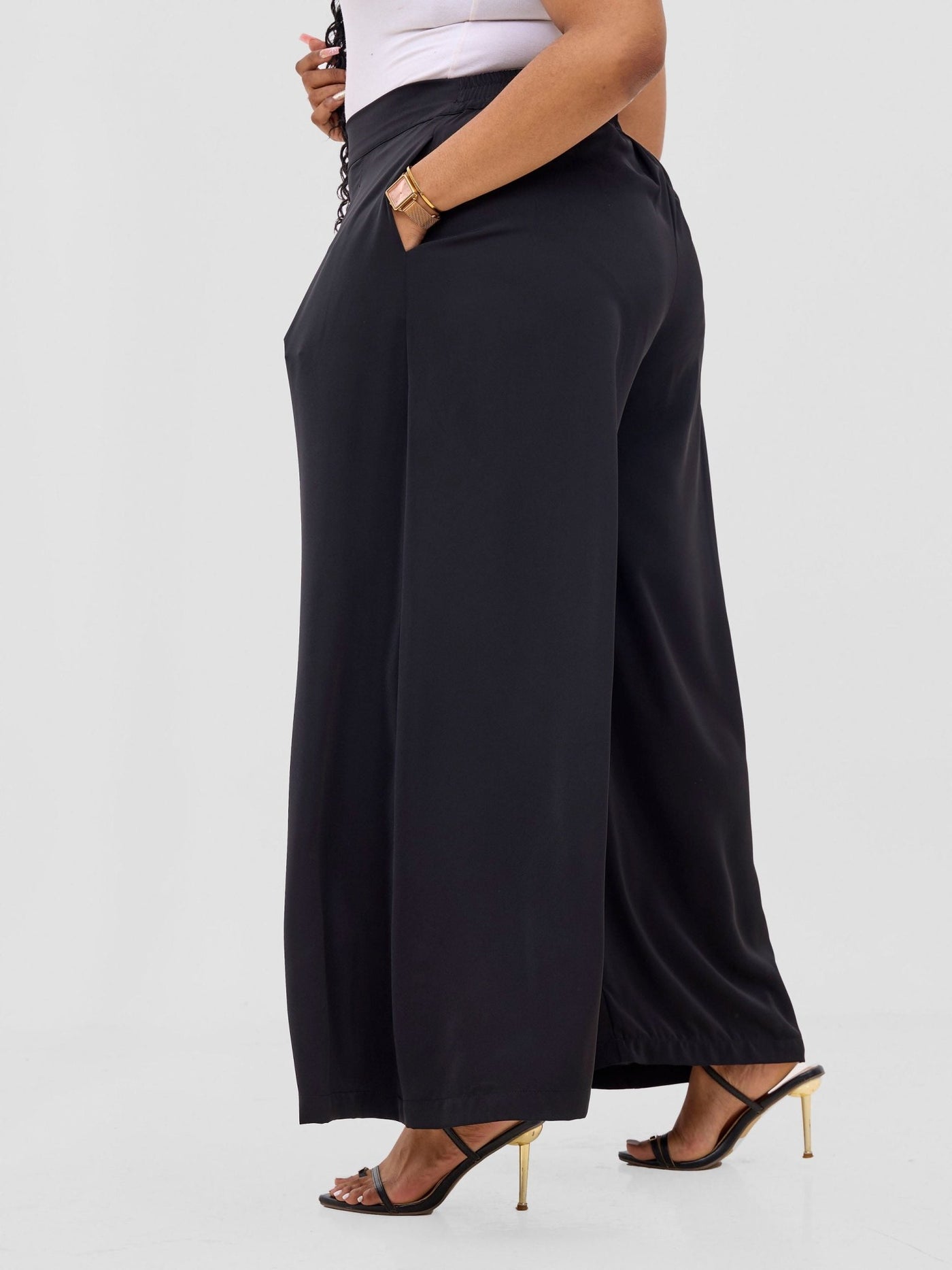 Vivo Hari Wide Leg Pants - Black - Shopzetu