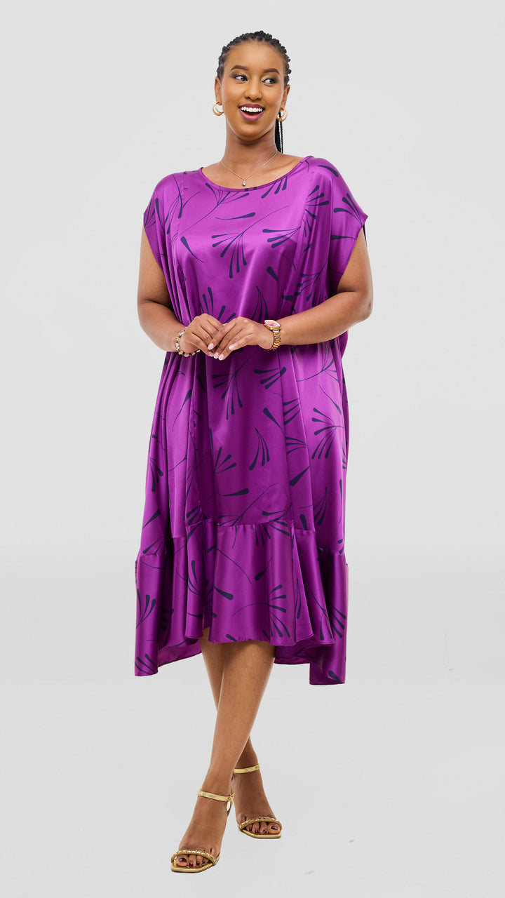 Vivo Samira Cape Dress - Purple Print