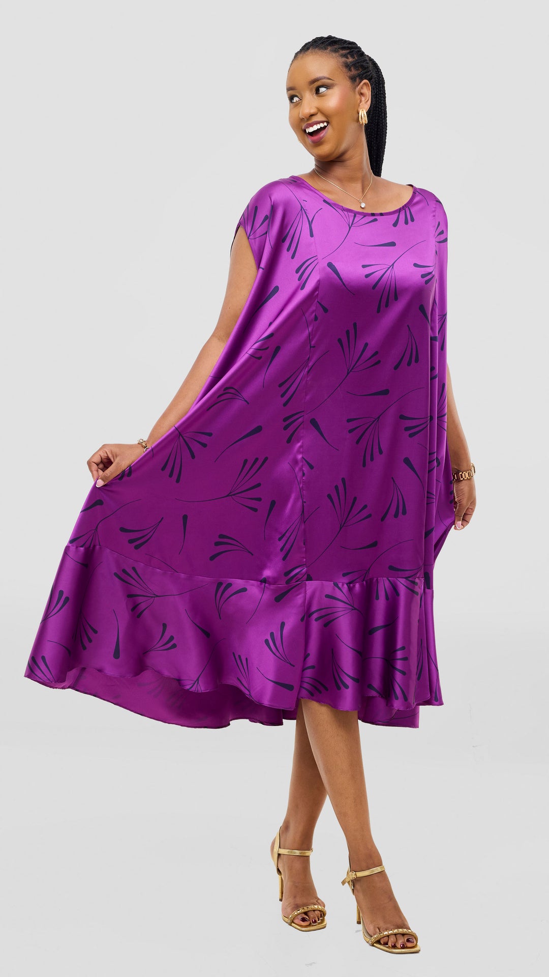 Vivo Samira Cape Dress - Purple Print
