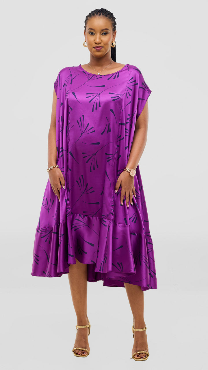 Vivo Samira Cape Dress - Purple Print