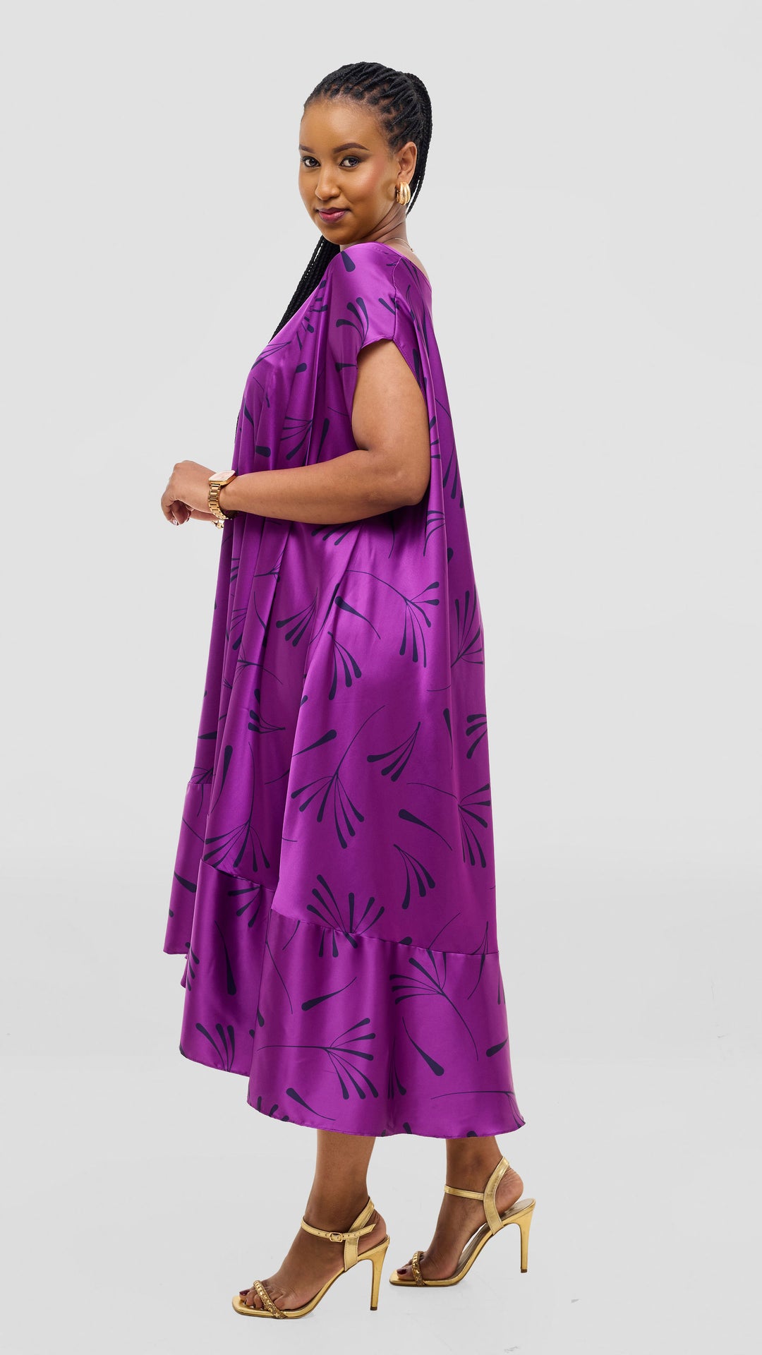 Vivo Samira Cape Dress - Purple Print