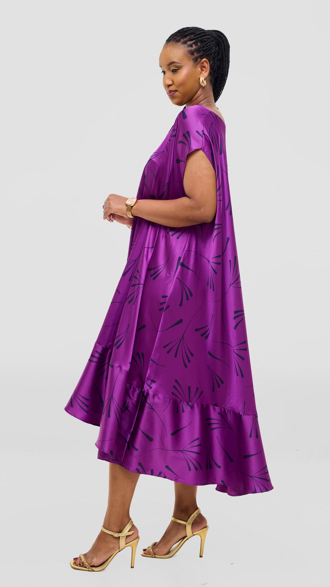 Vivo Samira Cape Dress - Purple Print