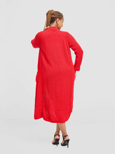 Anel’s Knitwear Midi Sweater - Red - Shopzetu
