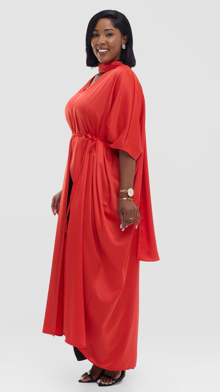 Vivo Essi Front Slit Maxi Top In Satin - Orange