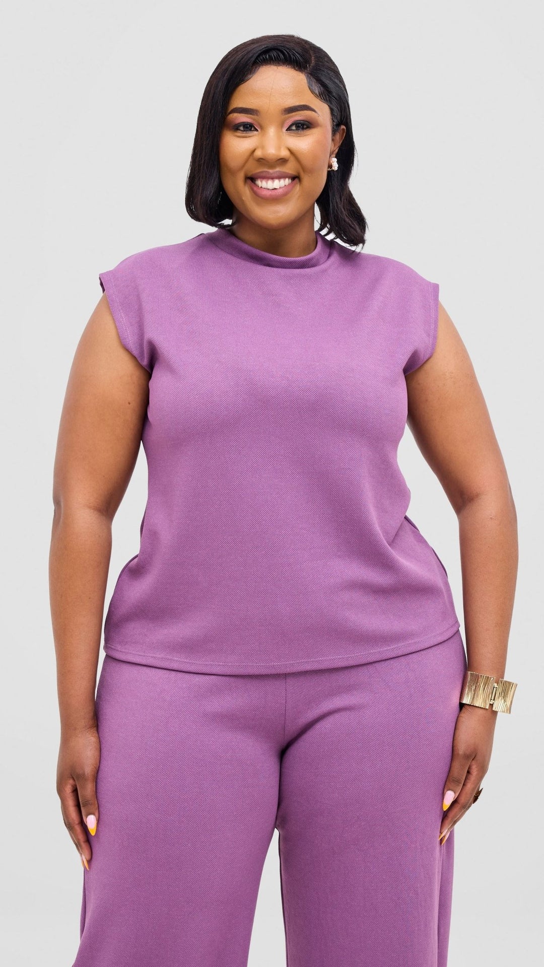 Vivo Selah Mock Neck Top - Lilac - Shopzetu