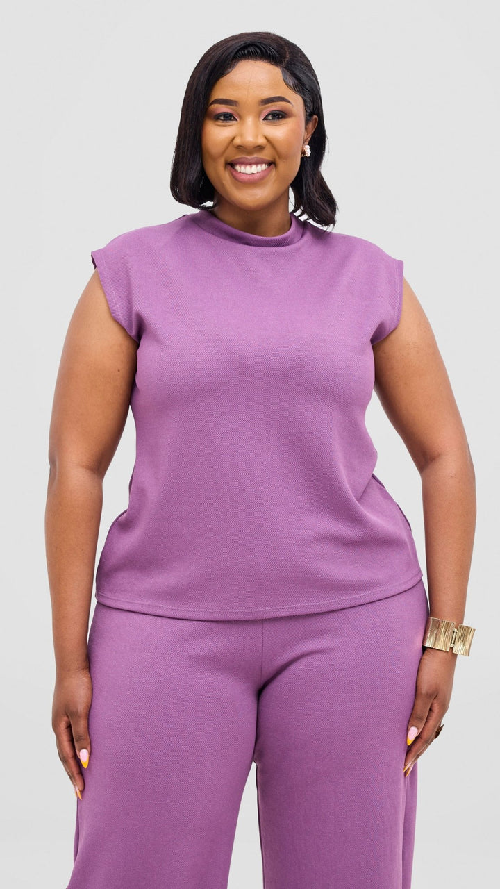 Vivo Selah Mock Neck Top - Lilac - Shopzetu