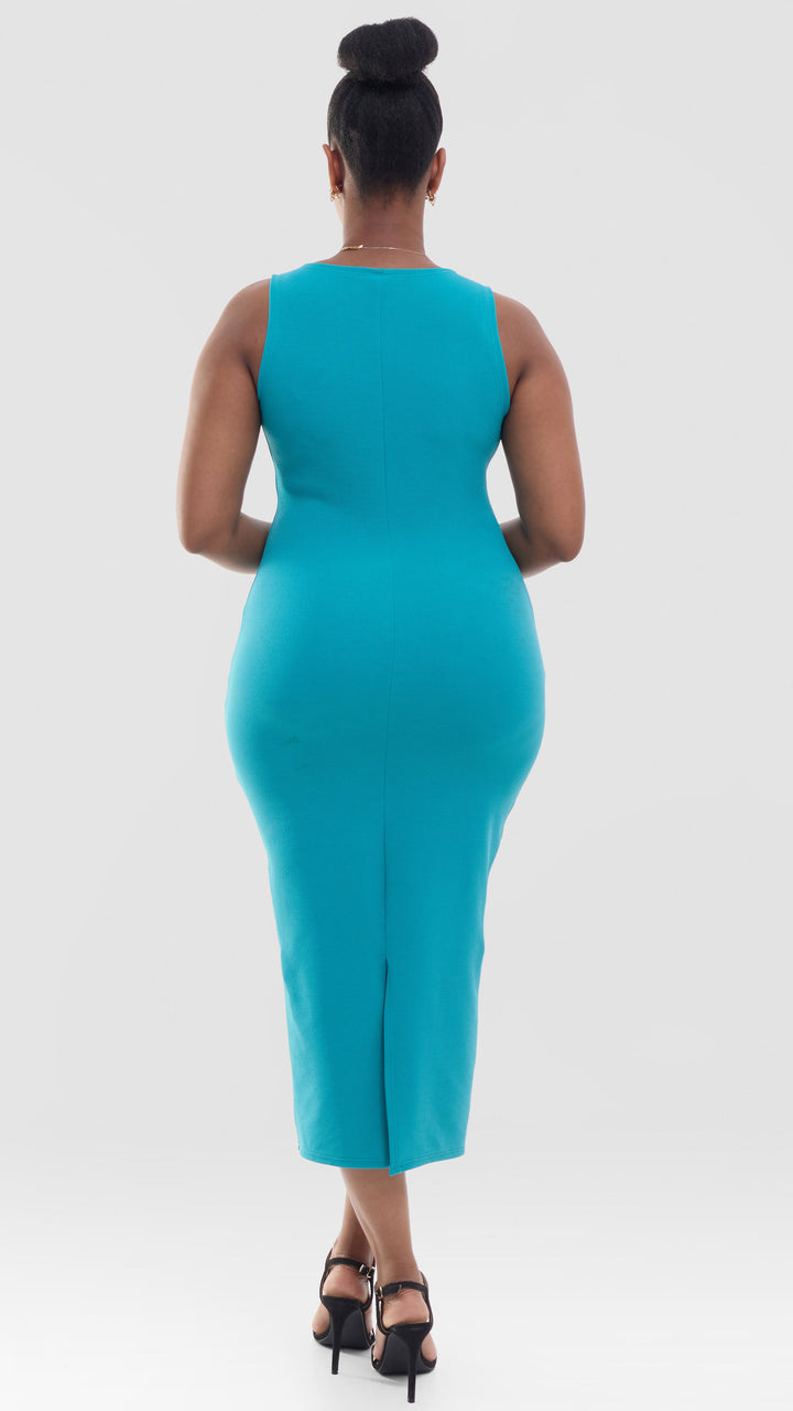 Vivo Midi Bodycon in Stretch Rib - Teal