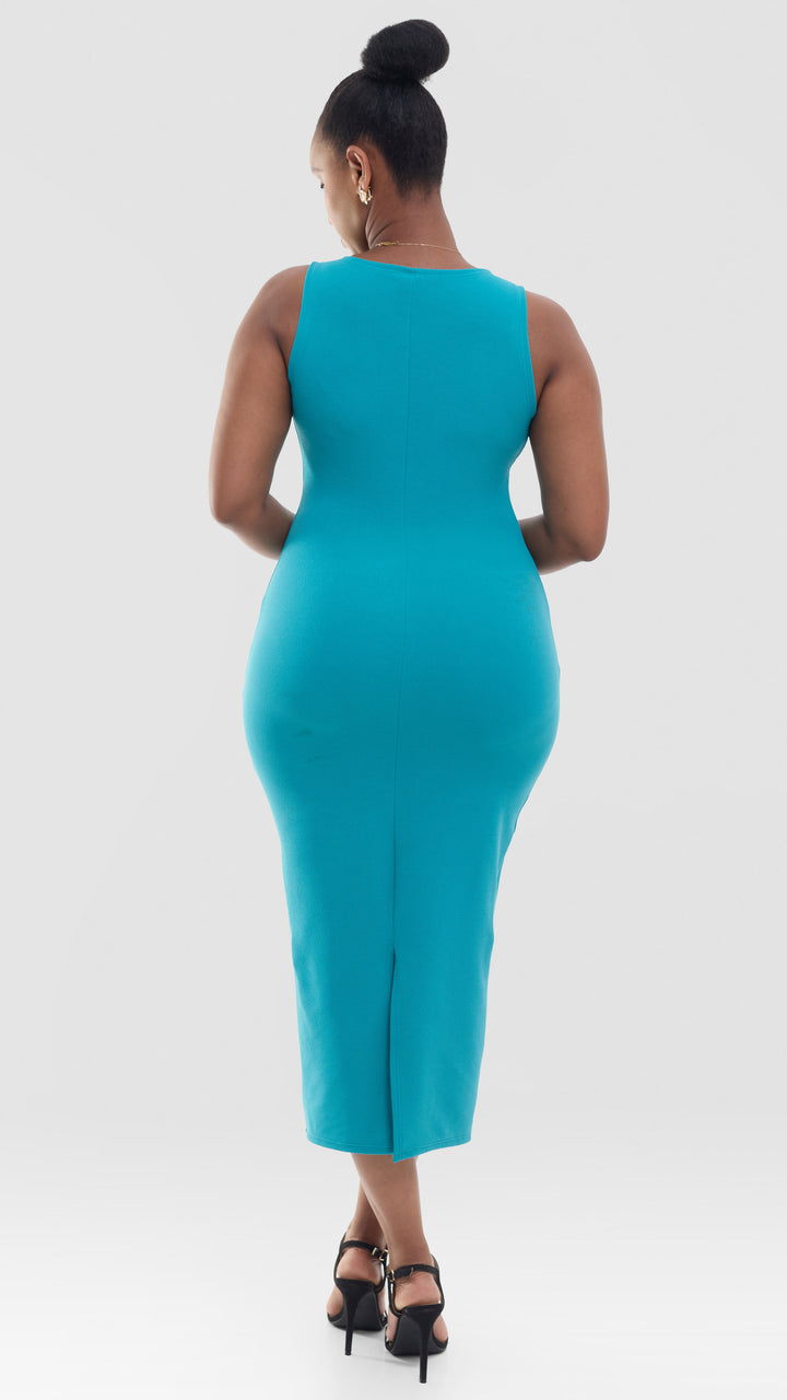 Vivo Midi Bodycon in Stretch Rib - Teal