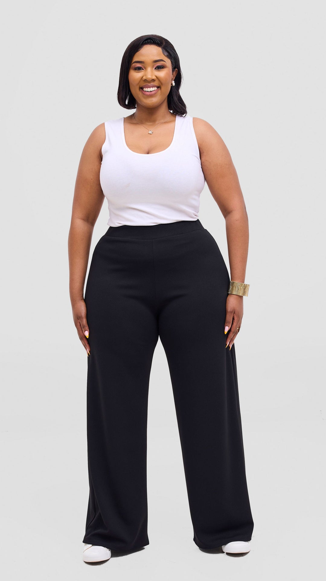 Vivo Selah Palazzo Pants in Stretch Rib Stretch Rib - Black