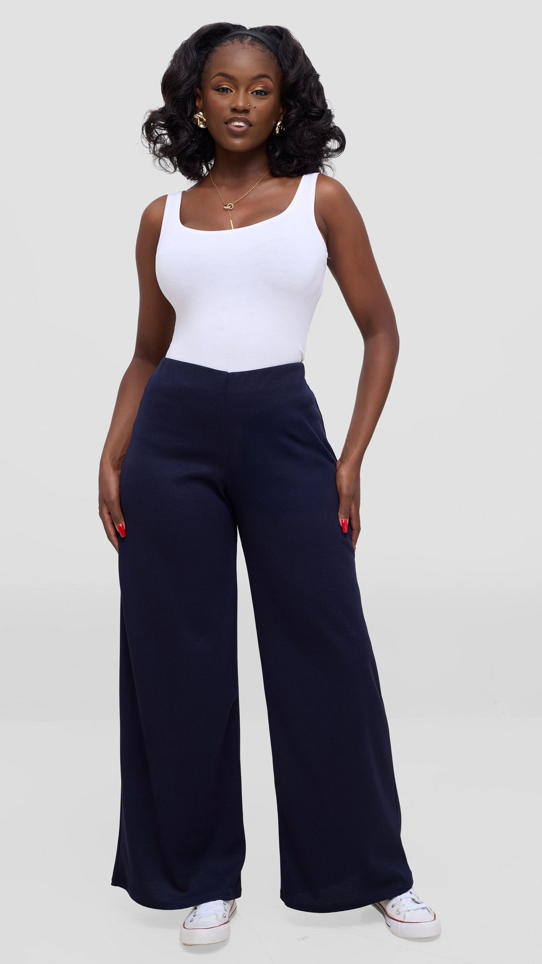 Vivo Safa Straight Leg Pants - Navy