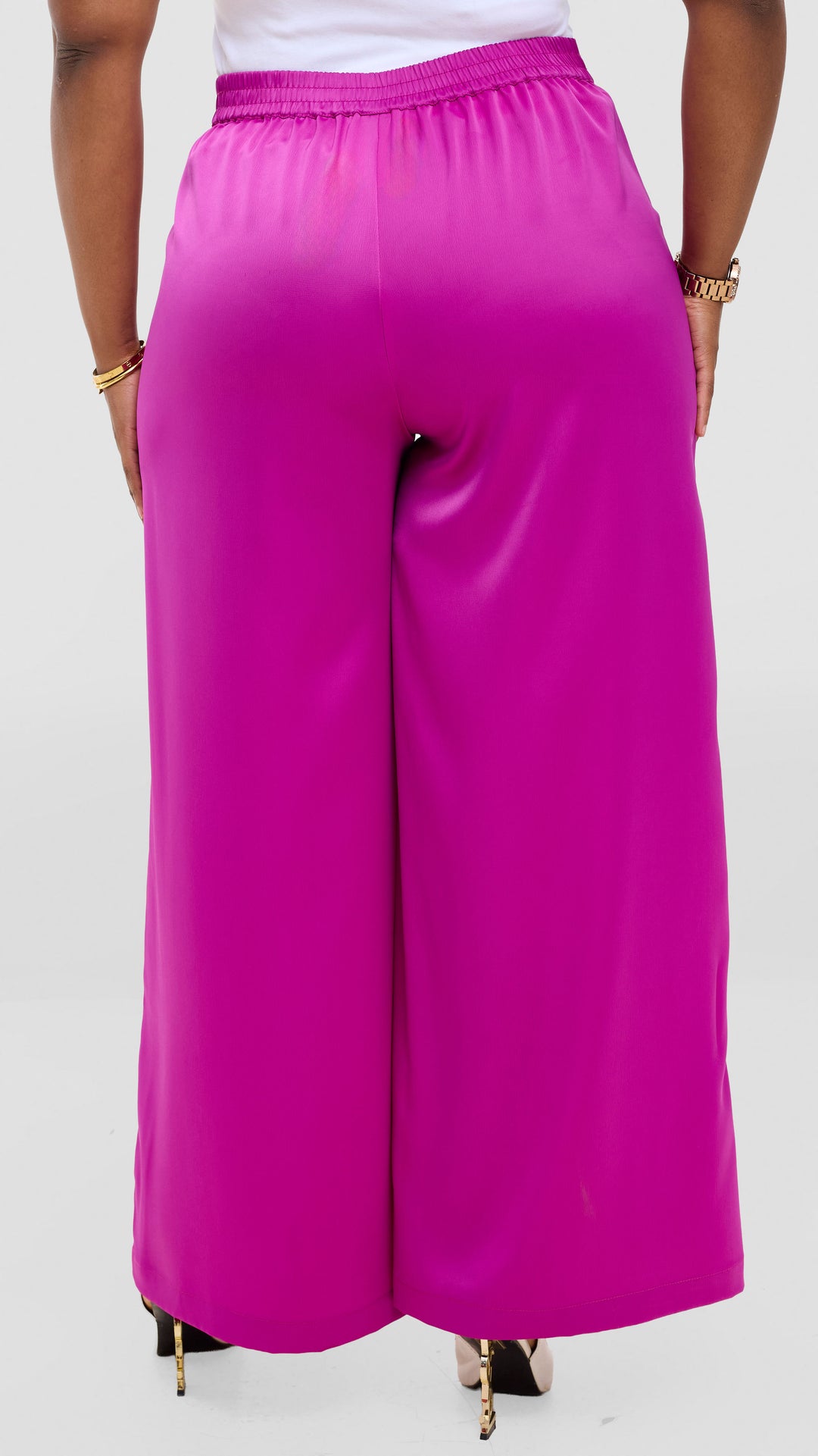 Vivo Essi Wide Leg Pants In Satin - Fuschia