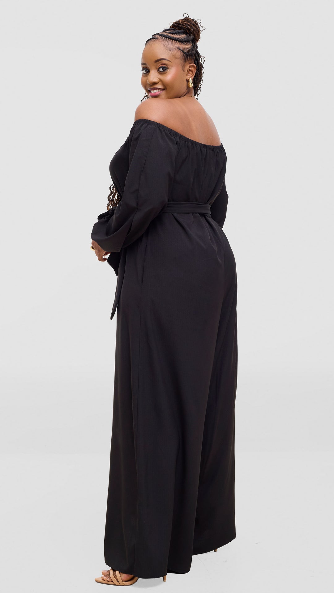 Vivo Yumi Off Shoulder Jumpsuit In Crepe - Black